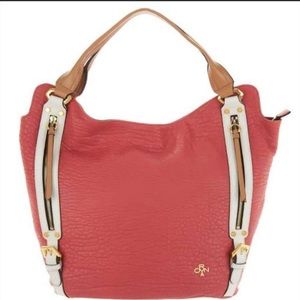 orYANY Lamb Leather Tote Handbag Lauren Mineral Red EUC Designer Bag